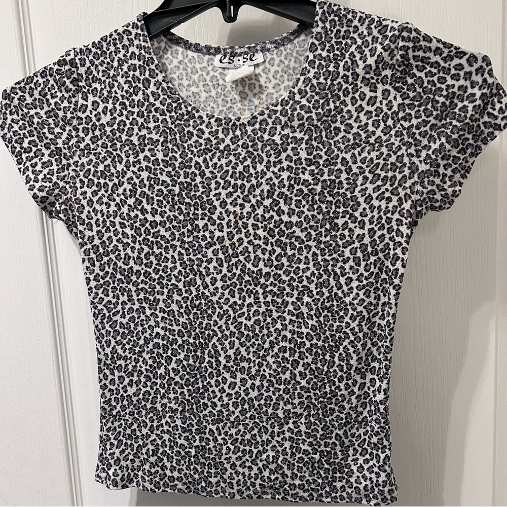 ESSE sparkly cheetah print short sleeve top size S